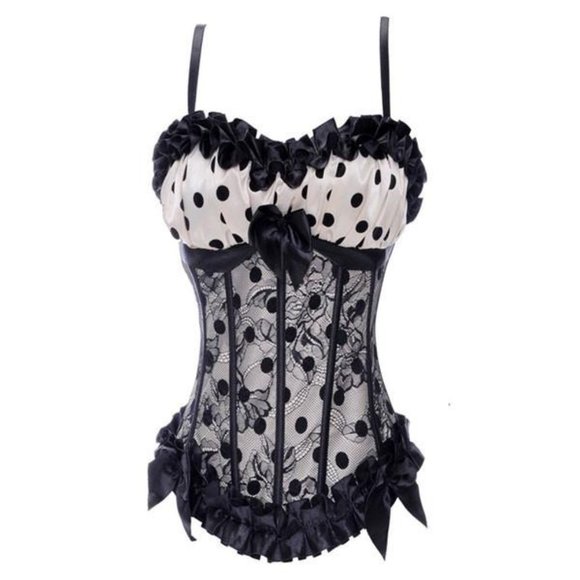 Other - Retro Cream/Black Polka Dot Corset
